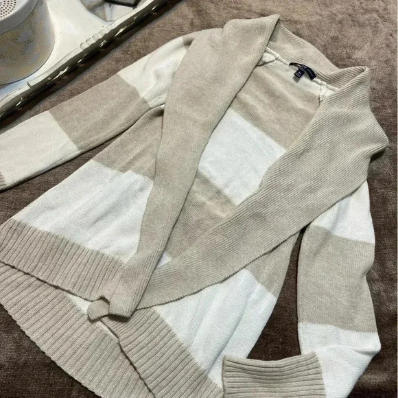 GAP Sweaters - Gap Cream & Beige Striped Cardigan / Sweater- Size XS
